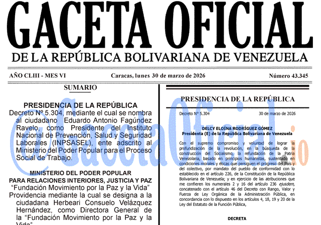Gaceta Oficial, Gaceta 43345, Gaceta 43345 HD, Gaceta #43345, Gaceta Oficial Venezuela #43345