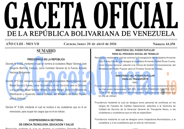 Gaceta Oficial, Gaceta 43358, Gaceta 43358 HD, Gaceta #43358, Gaceta Oficial Venezuela #43358