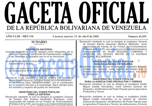 Gaceta Oficial, Gaceta 43359, Gaceta 43359 HD, Gaceta #43359, Gaceta Oficial Venezuela #43359