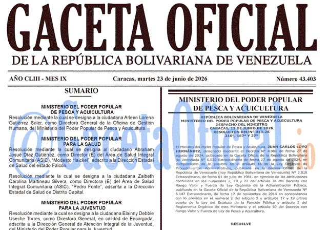 Gaceta Oficial, Gaceta 43403, Gaceta 43403 HD, Gaceta #43403, Gaceta Oficial Venezuela #43403