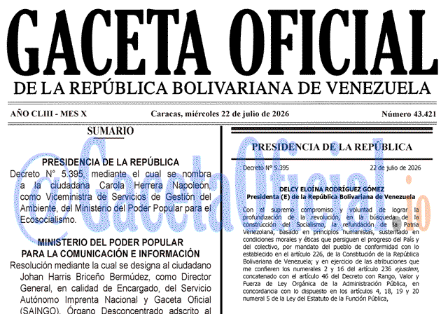 Gaceta Oficial, Gaceta 43421, Gaceta 43421 HD, Gaceta #43421, Gaceta Oficial Venezuela #43421