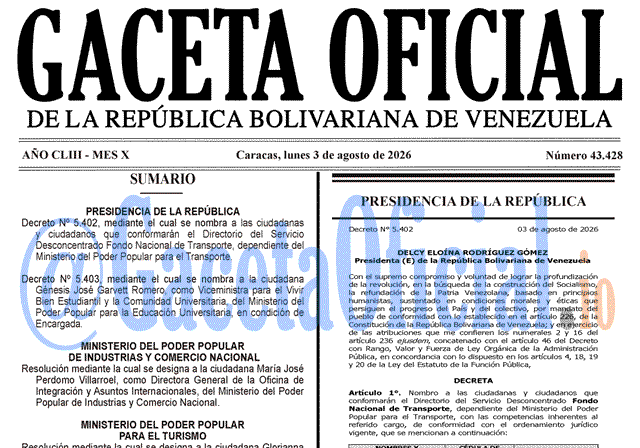 Gaceta Oficial, Gaceta 43428, Gaceta 43428 HD, Gaceta #43428, Gaceta Oficial Venezuela #43428
