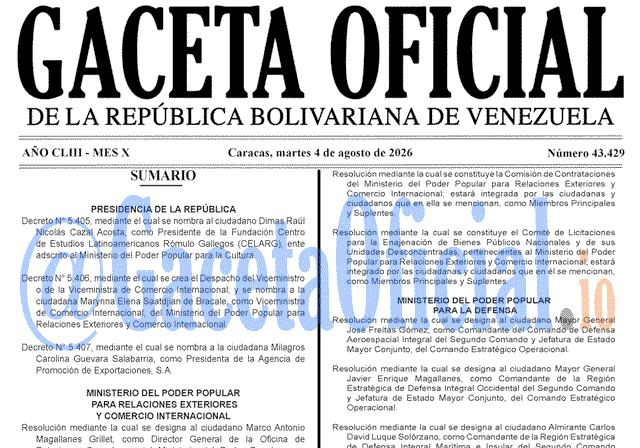 Venezuela Gaceta Oficial 43429 del 4 agosto 2026 Gaceta Oficial, Gaceta 43429, Gaceta 43429 HD, Gaceta #43429, Gaceta Oficial Venezuela #43429