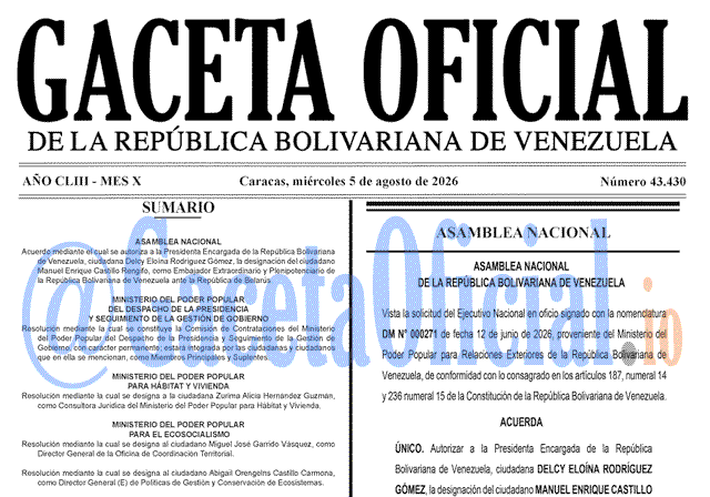 Gaceta Oficial, Gaceta 43430, Gaceta 43430 HD, Gaceta #43430, Gaceta Oficial Venezuela #43430