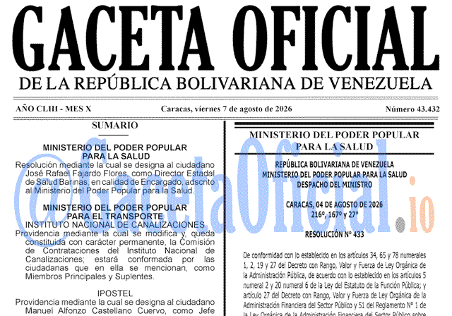 Gaceta Oficial, Gaceta 43432, Gaceta 43432 HD, Gaceta #43432, Gaceta Oficial Venezuela #43432