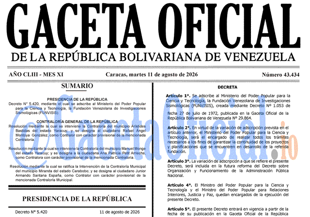 Gaceta Oficial, Gaceta 43434, Gaceta 43434 HD, Gaceta #43434, Gaceta Oficial Venezuela #43434
