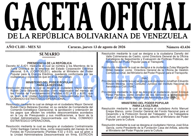 Venezuela Gaceta Oficial 43436 del 13 agosto 2026 Gaceta Oficial, Gaceta 43436, Gaceta 43436 HD, Gaceta #43436, Gaceta Oficial Venezuela #43436