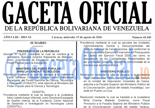Gaceta Oficial, Gaceta 43440, Gaceta 43440 HD, Gaceta #43440, Gaceta Oficial Venezuela #43440