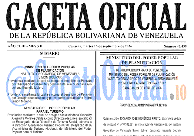 Gaceta Oficial, Gaceta 43459, Gaceta 43459 HD, Gaceta #43459, Gaceta Oficial Venezuela #43459
