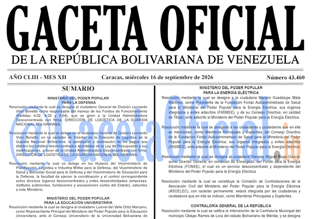 Gaceta Oficial, Gaceta 43460, Gaceta 43460 HD, Gaceta #43460, Gaceta Oficial Venezuela #43460