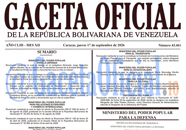 Gaceta Oficial, Gaceta 43461, Gaceta 43461 HD, Gaceta #43461, Gaceta Oficial Venezuela #43461