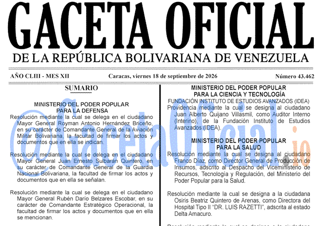 Venezuela Gaceta Oficial 43462 del 18 septiembre 2026 Gaceta Oficial, Gaceta 43462, Gaceta 43462 HD, Gaceta #43462, Gaceta Oficial Venezuela #43462