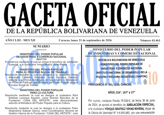 Gaceta Oficial, Gaceta 43463, Gaceta 43463 HD, Gaceta #43463, Gaceta Oficial Venezuela #43463