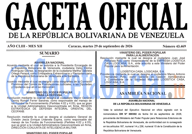Gaceta Oficial, Gaceta 43469, Gaceta 43469 HD, Gaceta #43469, Gaceta Oficial Venezuela #43469