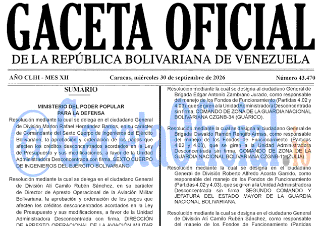 Venezuela Gaceta Oficial 43470 del 30 septiembre 2026 Gaceta Oficial, Gaceta 43470, Gaceta 43470 HD, Gaceta #43470, Gaceta Oficial Venezuela #43470