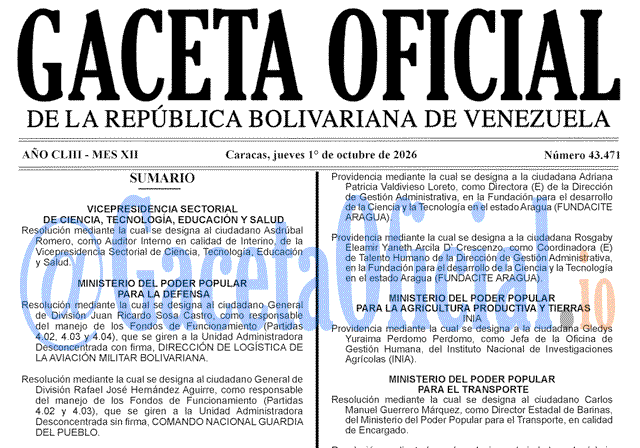 Gaceta Oficial, Gaceta 43471, Gaceta 43471 HD, Gaceta #43471, Gaceta Oficial Venezuela #43471