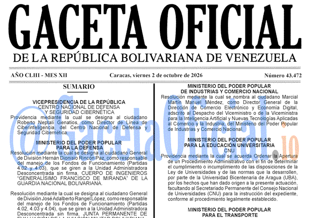 Gaceta 43472, Gaceta 4347 HD, Gaceta #43472, Gaceta Oficial Venezuela #43472