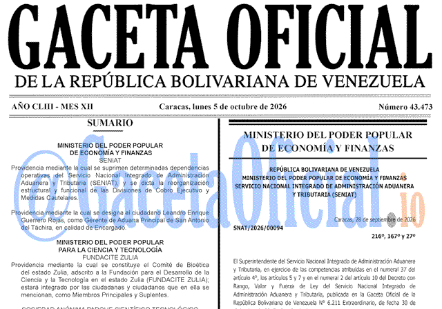 Gaceta 43473, Gaceta 43473 HD, Gaceta #43473, Gaceta Oficial Venezuela #43473
