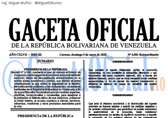 Gaceta Oficial 6501 del 5 enero 2020