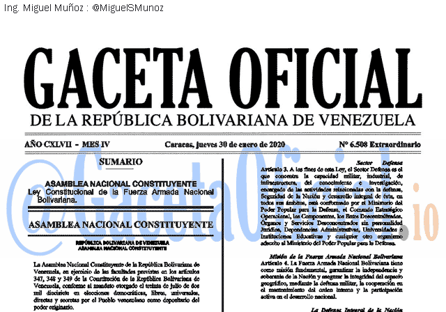 Gaceta Oficial 6508 del 30 enero 2020