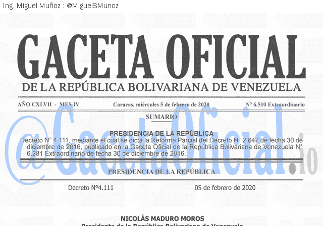 Gaceta Oficial 6510 del 5 febrero 2020
