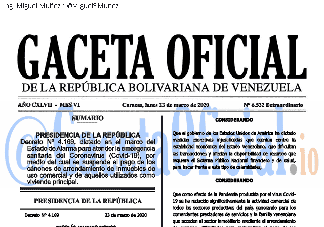 Gaceta Oficial 6522 del 23 marzo 2020