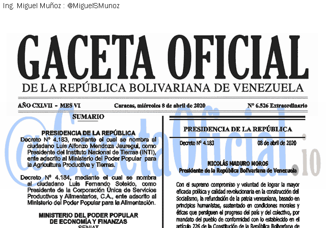 Gaceta Oficial 6526 del 8 abril 2020