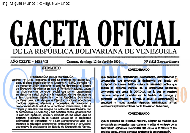 Gaceta Oficial 6528 del 12 abril 2020