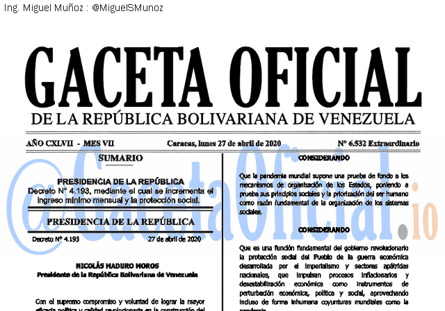 Gaceta Oficial 6532 del 27 abril 2020