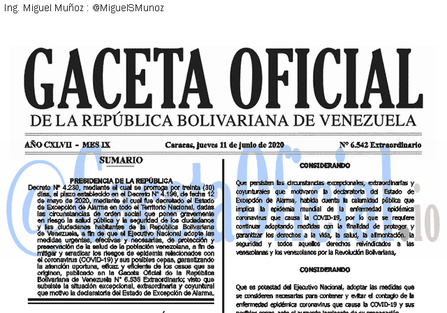 Gaceta Oficial 6542 del 11 junio 2020