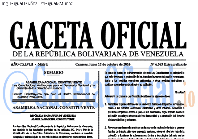 Gaceta Oficial 6583 del 12 octubre 2020