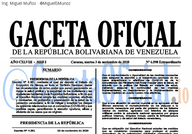 Gaceta Oficial 6590 del 3 noviembre 2020