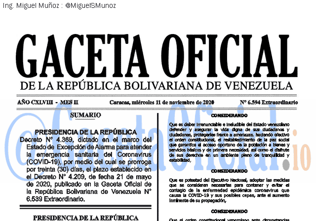 Gaceta Oficial 6594 del 11 noviembre 2020