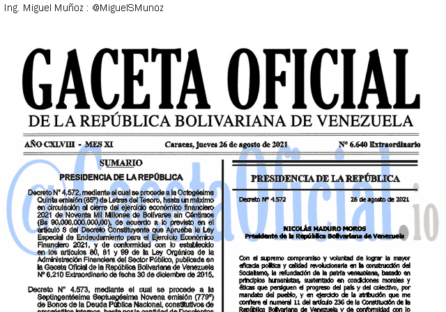 Gaceta Oficial 6640 del 26 agosto 2021 Gaceta Oficial 6640 del 26 agosto 2021