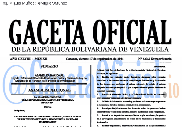 Gaceta Oficial 6643 del 17 septiembre 2021