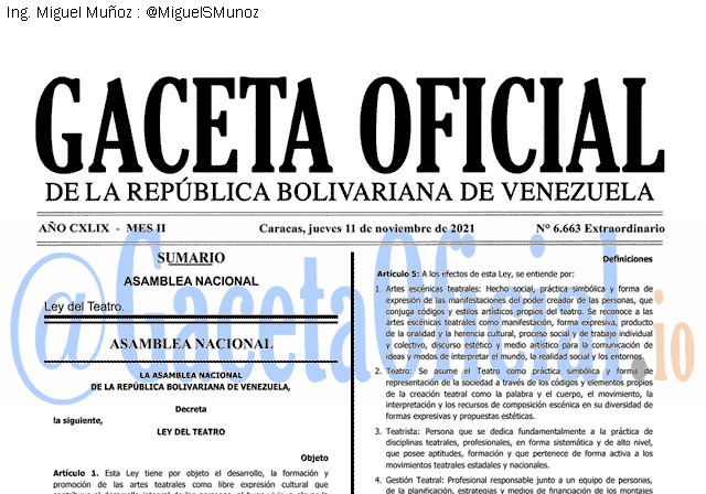 Gaceta Oficial 6663 del 11 noviembre 2021
