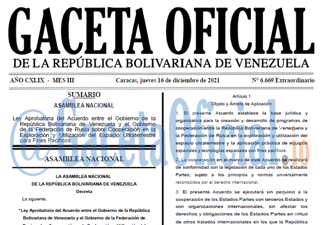 Gaceta Oficial 6669 del 16 diciembre 2021 Gaceta Oficial 6669 del 16 diciembre 2021