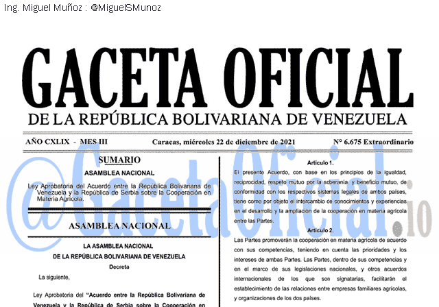 Gaceta Oficial 6675 del 22 diciembre 2021