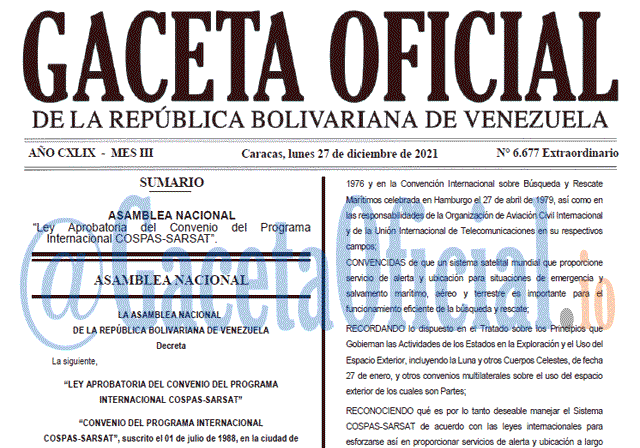 Gaceta Oficial 6677 del 27 diciembre 2021