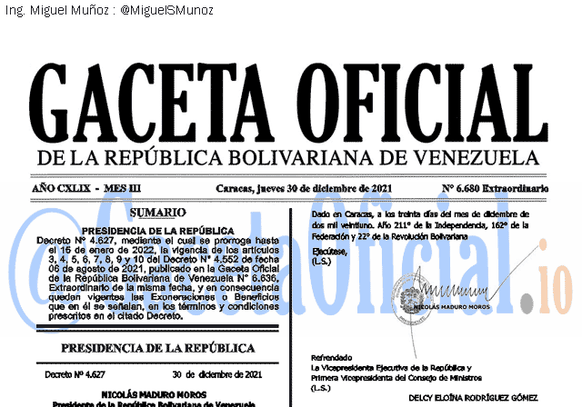 Gaceta Oficial 6680 del 30 diciembre 2021