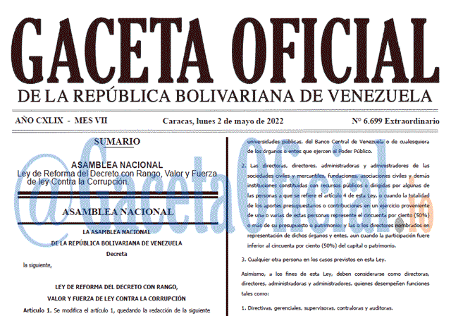 Venezuela Gaceta Oficial 6699 del 2 mayo 2022 Gaceta Oficial Venezuela 6699 del 2 mayo 2022