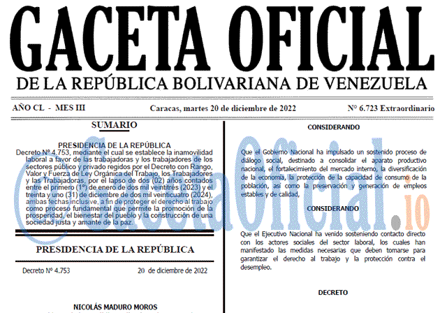 Gaceta Oficial, Gaceta 6723, Gaceta #6723, Gaceta Oficial Venezuela #6723