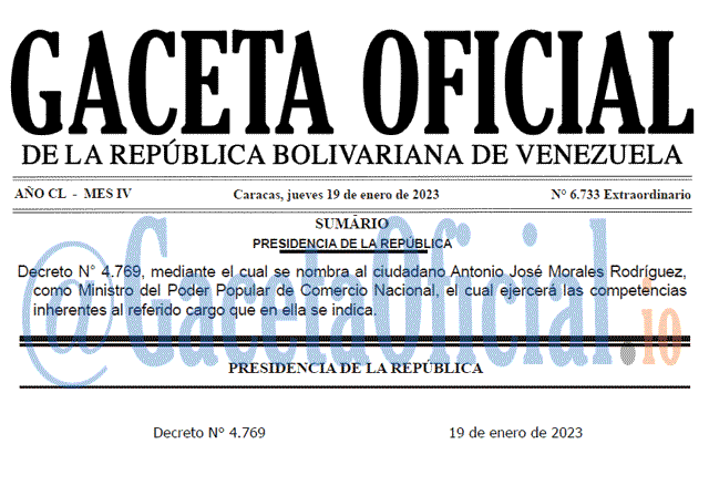 Gaceta Oficial, Gaceta 6733, Gaceta #6733, Gaceta Oficial Venezuela #6733