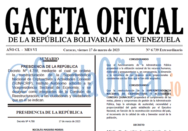 Gaceta Oficial, Gaceta 6739, Gaceta #6739, Gaceta Oficial Venezuela #6739