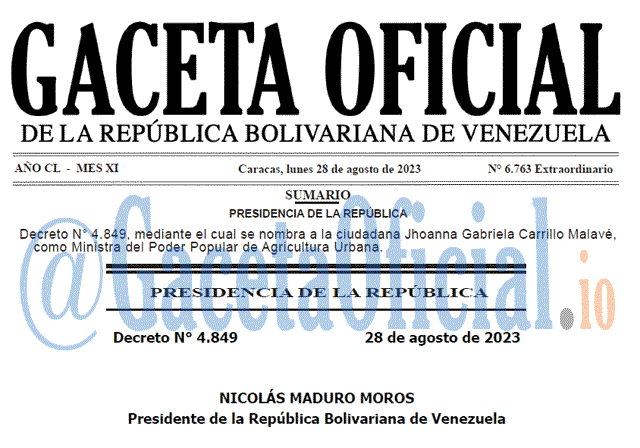 Venezuela Gaceta Oficial 6763 del 28 agosto 2023 Gaceta Oficial, Gaceta 6763, Gaceta 6763 HD, Gaceta #6763, Gaceta Oficial Venezuela #6763