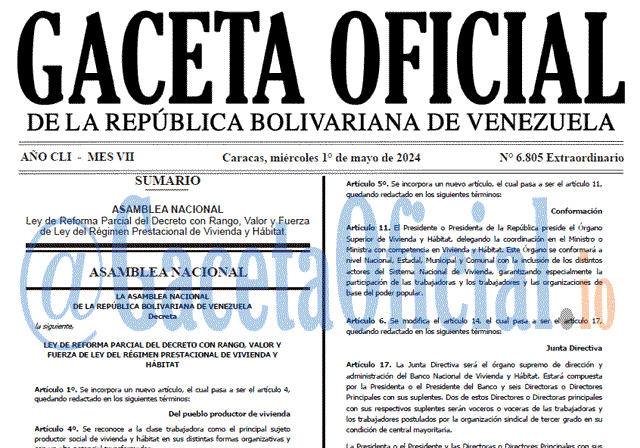 Gaceta Oficial, Gaceta 6805, Gaceta 6805 HD, Gaceta #6805, Gaceta Oficial Venezuela #6805