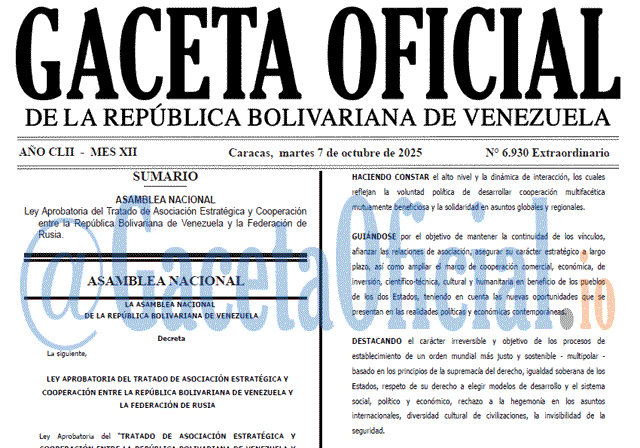 Venezuela Gaceta Oficial 6930 del 7 octubre 2025 Gaceta Oficial, Gaceta 6930, Gaceta 6930 HD, Gaceta #6930, Gaceta Oficial Venezuela #6930