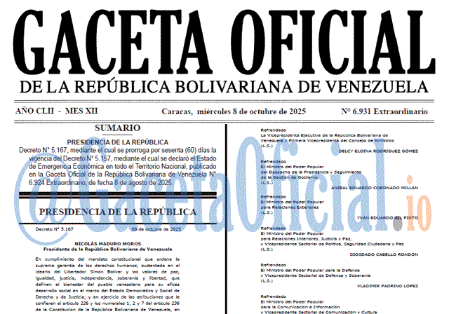 Venezuela Gaceta Oficial 6931 del 8 octubre 2025 Gaceta Oficial, Gaceta 6931, Gaceta 6931 HD, Gaceta #6931, Gaceta Oficial Venezuela #6931