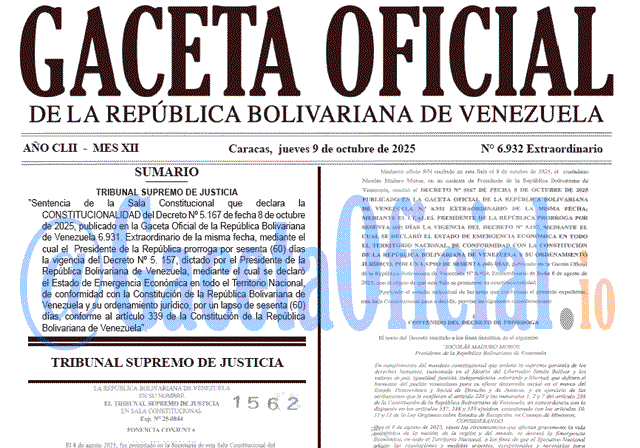 Venezuela Gaceta Oficial 6932 del 9 octubre 2025 Gaceta Oficial, Gaceta 6932, Gaceta 6932 HD, Gaceta #6932, Gaceta Oficial Venezuela #6932
