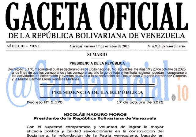 Gaceta Oficial, Gaceta 6933, Gaceta 6933 HD, Gaceta #6933, Gaceta Oficial Venezuela #6933